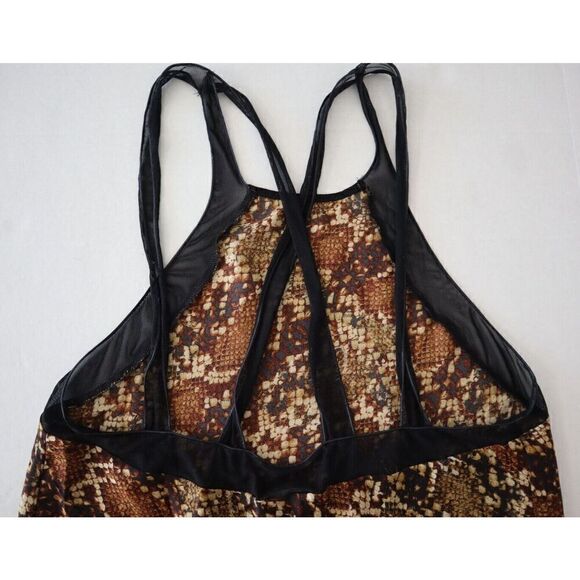 Intimately Free People OB1557014 Women's Sz S Brown Night Out Snakeskin Bodysuit - Picture 4 of 11